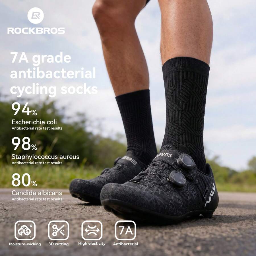 ROCKBROS Adhesive Yarn Antibacterial Moisture-Wicking Cycling Socks, Comfortable & Breathable, Unisex, Suitable For Cycling And Fitness - Multicolor - View 1