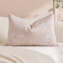 1PC/2PCS Vintage Butterfly Pillow Case, Natural Chenille Floral Pattern Rectangular Pillow Case, Soft & Luxurious, Neutral Tone Accents, Suitable For Living Room And Bedroom Use - Pink - View 9