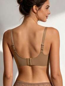 Comfortable And Sexy Lace Women's Bra Fashionable Wave Edge Suspender Without Steel Ring Anti Sagging Bra - Apricot - View 9