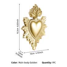1 pezzo Ornamento decorativo appeso a forma di sacro cuore in fiamme in resina, stile europeo, decorazione da parete, opera d'arte per la casa, disponibile in più colori, decorazione per atmosfera festiva, adatto per decorazioni religiose da parete, casa, hotel e accessori fotografici - Multicolore - Visualizzare 13