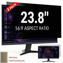 [2pcs] Computer Monitor Privacy Screen, 23.8 Inch 16:9 Aspect Ratio; Anti-Peeping/Anti-Blue Light/Anti-Glare And Eye Protection, 2 Installation Methods Detachable, Suitable For Office, Airport, Cafe And Other Public Places; Diagonal 23.8 Inch, Width 20.74 Inch, Height 11.67 Inch - View 11