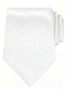 Bộ phụ kiện cà vạt màu trơn 1 set gồm cà vạt, nơ điều chỉnh được, khăn túi, ghim cài áo và khuy măng sét, khăn tay, nơ thắt sẵn - trắng - Xem 2