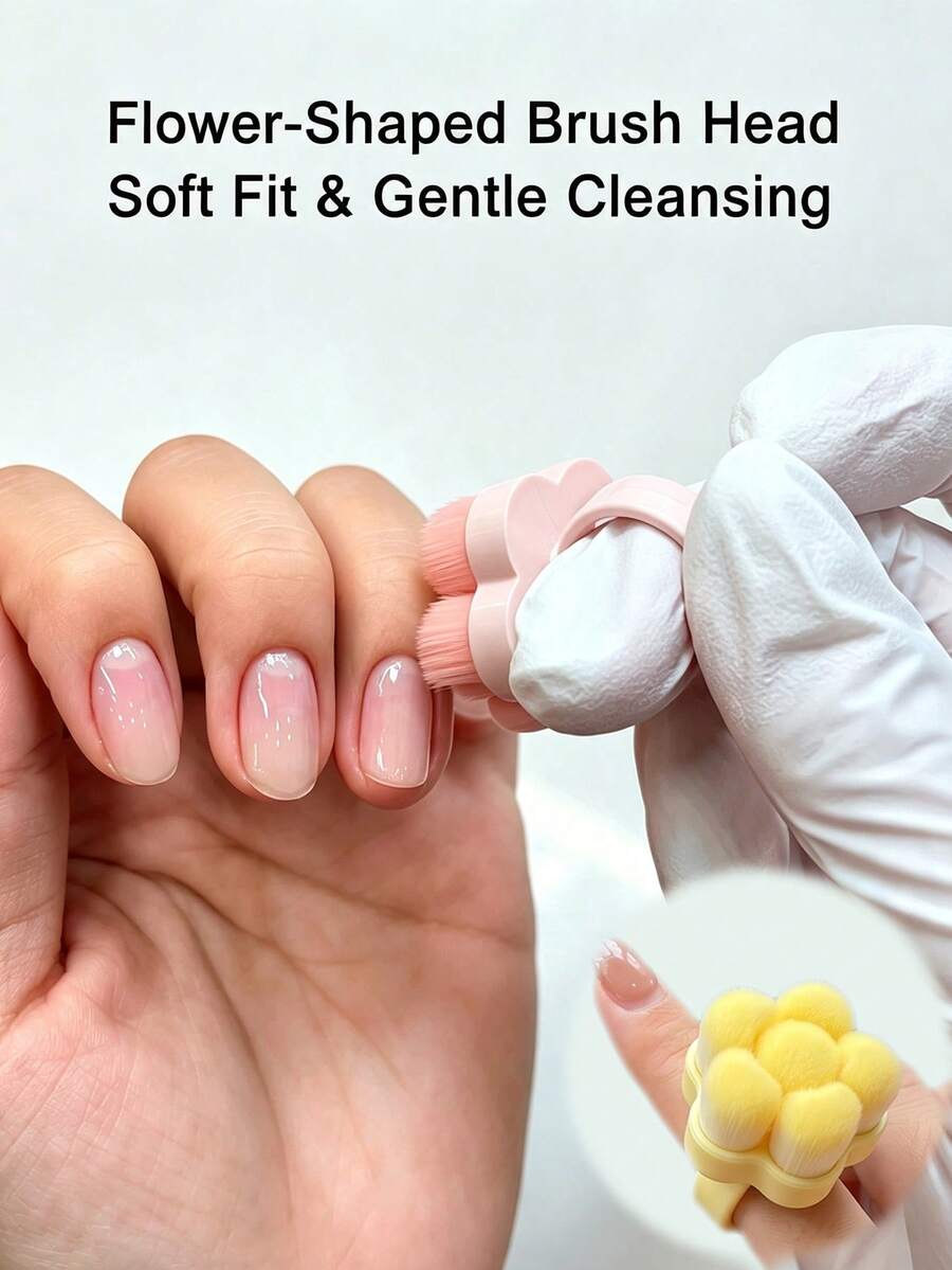 Flower-Shaped Ring Soft Bristle Nail Brush, Multi-Function Nail Care Brush For Nail Cleaning, Exfoliation And Dirt Removal - Multicolor - View 1