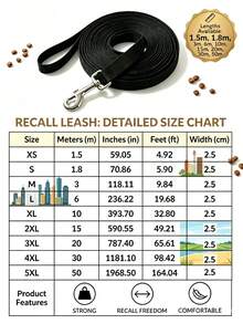1pc Durable Nylon Dog Leash, Suitable For Training And Daily Walks, Fits Small, Medium And Large Dogs, Length Options 1.5m-50m - Black - View 2
