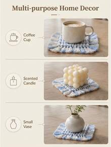 Bohemian Hand Woven Dual Use Coasters Placemats Cotton Fringe Table Mats Heat Insulation Non Slip Drink Coasters Dinner Placemats For Coffee Bar Home Table Decoration - Multicolor - View 8