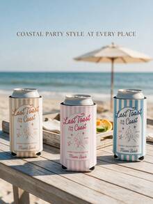 Custom Text Bachelorette Can Cooler, Personalized Coastal Last Toast Neoprene Can Sleeve, Beach Party Drink Holder For Bride Squad, Bridesmaid Gift For Bridal Shower, Pool Party And Girls Weekend - Multicolor - View 8