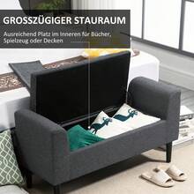 Bench With Storage Space, Upholstered Bench, Stool, Seat Chest, Can Hold Up To 130 Kg, Linen Touch Dark Grey, 116 X 44 X 58 Cm For Hallway And Living Room - A - View 5