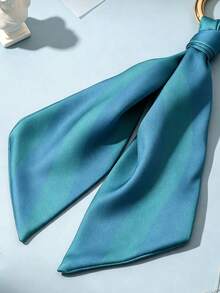 1pc Satin Striped Blue Fabric Keychain Bag Charm Solid Color Casual Zinc Alloy - Teal Blue - View 3