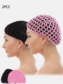 3pcs Women's Handmade Crochet Sleep Caps, Hair Accessories, Hair Nets, Suitable For 54~56cm Head Circumference, Daily Use - 3-piece Set - View 19