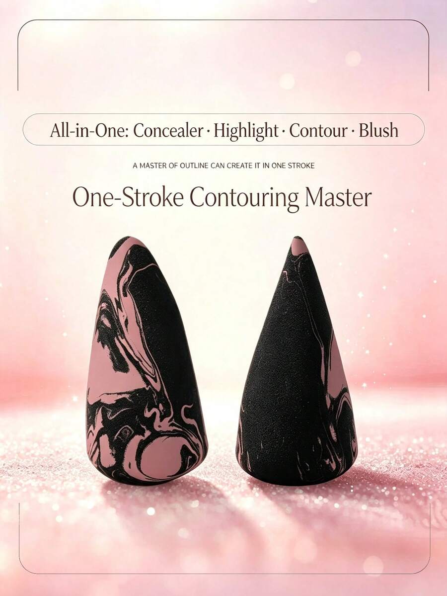 2/6/8/10/20pcs Rocket Head Shaped Makeup Sponges Black Pink Latex-Free Hydrophilic Polyurethane Suitable For Liquid Foundation BB Cream Concealer - Multicolor - View 1