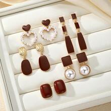 10pcs Women's French Vintage Palace Style Stud Earrings, Luxury High-End Elegant Earring Set - Yellow Gold - View 5