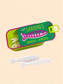 Novel Sardine Can Jewelry Box - Unique Fish-Shaped Tin Travel Jewelry Box, Cute Yellow & Blue Color Home Storage Box With Lid, Includes Fish Bone Shaped Jewelry Stand, Can Store Bracelets, Necklaces, Rings, Earrings, Multiple Colors Available, Perfect Gift For Women And Girls - Multicolor - View 24
