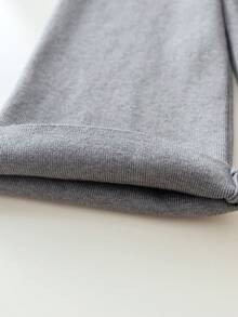 2pcs/Set Girls' Simple Plaid Patchwork Round Neck Single-Breasted Long Sleeve Knit Cardigan And Wide Leg Knit Pants, Casual School Style Outfit For Daily Wear, Spring, Autumn, Winter - Grey - View 10