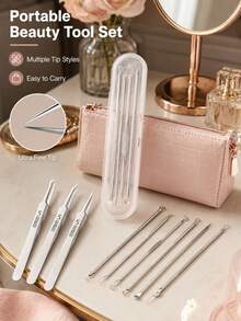 5 Ultra-Fine Blackhead Removal Needles, Suitable For Normal Skin, Acne Removal Tool, Elegant And Durable Design, Beauty Salon Facial Care Tool, With Storage Bag - Default - View 6