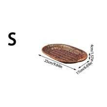 3pcs/2pcs/1pc Handmade Woven Rattan-Like Food Trays, Baskets For Snacks, Fruits, Bread, Fries, Fried Chicken, Picnic, Barbecue, Reusable Breakfast/Beverage Plates For Home Decor And Organization - Oval - View 9