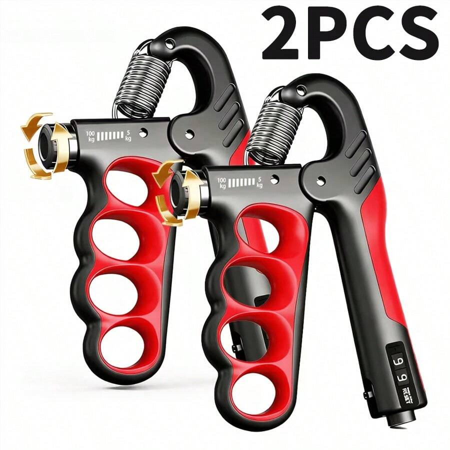 2pcs Adjustable Grip Strength Exerciser With Mechanical Counter And Multi-Hole Handle - Spring Fitness Equipment Suitable For Gym, Physical Training, Strength Training, Home Use, Color Optional (No Need To Specify)