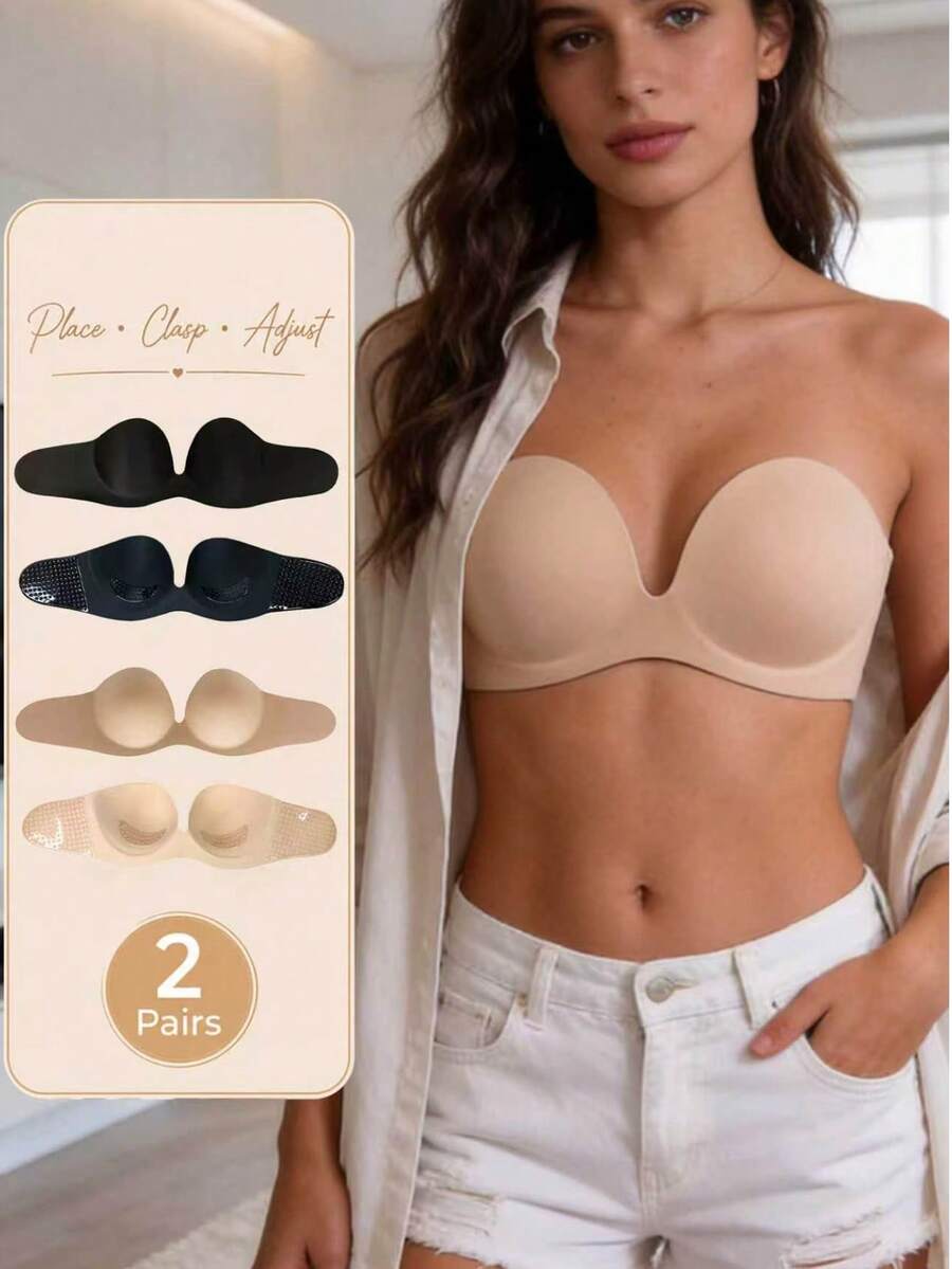 1pc Invisible Adhesive Breast Petals, Suitable For Summer, Applicable For Camisole Dresses - Multi-color - View 1