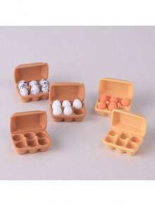 1 Set Mini Egg Carton With Eggs, Realistic Miniature Egg Tray, Miniature Scene Decor, Pretend Play Mini Food Kitchen Furniture, Miniature Model Enthusiast Egg Tray Set - Realistic Kitchen Scene, Table, Suitable For Bag Charm - Multicolor - View 4