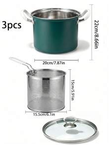 MiLaiWP Stainless Steel Pasta Pot, Fryer, Cooking Pot Set With Glass Lid And Strainer Rack, Japanese Tempura Frying Pan, Perfect For Cooking Delicious Dishes, Ideal For Frying French Fries, Fried Chicken And More, Suitable For All Types Of Cooktops - View 13