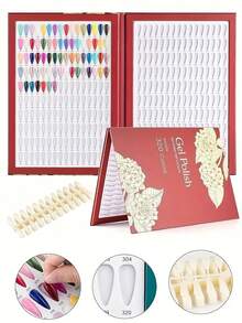 320 Color Nail Art Color Chart Album, Includes 360pcs Practice Fake Nails And 1-400 Numbered Stickers, Gel Nail Polish Color Chart, Suitable For Nail Salons, Gel Nail Polish Color Display Board, Nail Art Design Storage Book, Home Nail Art Practice Tool - Multicolor - View 5