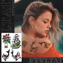 FTVLTAT Old School Temporary Tattoos - Set Of 9 Large Vintage Style Sheets, Retro Fake Tattoos For Adults, Snake Skull Scorpion Patterns, Perfect For Party Daily Body Decoration - Multicolor - View 5