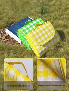 1 Set Outdoor Camping 2 Pieces Set, Foldable Picnic Mat + Press-To-Inflate Lumbar Pillow, One-Stop Relaxation For Travel - Multicolor - View 3