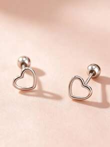A Pair Of Minimalist, Versatile Heart-Shaped Cutout Stud Earrings, Suitable For Casual Everyday Wear. - Multicolor - View 6