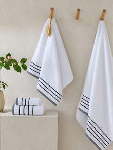 1pc/2pcs Luxury Bamboo Fiber Towel Set – Soft, Fluffy, High Absorbency, 2-Piece Set Includes Bath Towel And Hand Towel, Perfect For Bathroom, SPA, Gym, Hotel Quality - White - View 2