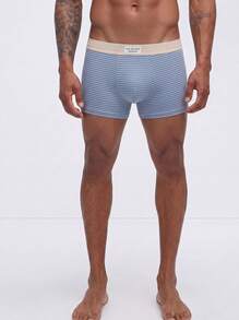 Snug League 3pcs Men Underwear Bicolor Striped Letter Print Breathable Midrise Boxer Brief - Multicolor - View 7