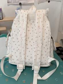 New Minimalist Backpack, Lightweight & Multi-Functional, Cute Floral Classic Style, Girls Backpack - White - View 5