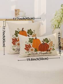 1件感恩節米色南瓜楓葉花卉刺繡枕套,感恩節 Hello Pumpkin 刺繡枕套,適合室內裝飾,感恩節裝飾,四季通用枕套,不含枕芯 - 米色 - 查看 4
