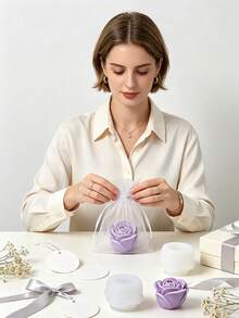 3/9/15/21pcs Rose Scented Candle Gift Set, Includes Organza Bags And Thank You Cards, Romantic Rose Shaped Scented Candles, Suitable For Weddings, Parties, Proposals, Home Decor - Multicolor - View 7