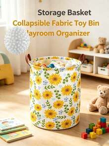 Printed Laundry Basket, Foldable Storage Bin, Waterproof Fabric Storage Basket, Suitable For Children's Room, Bedroom, Bathroom - Multicolor - View 9