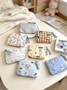 Cute Cartoon Print Baby Diaper Storage Bag, Portable Fabric Zipper Pouch, Children's Diaper And Small Item Organizer, Suitable For Small Item Storage, Easy To Carry - Multicolor - View 1