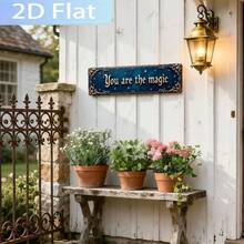 Vintage "Inspirational Magic Theme Text" Iron Flat Sign 4x16 Inches, Ideal For Indoor/Home, Garage, Bar, Street Daily And Easter Decor, Decorative Sign And Plaque, 2D Flat - Multicolor - View 6