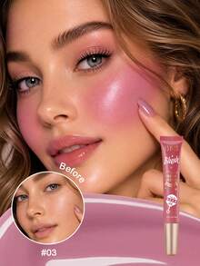USHAS Cream Blush Multi-Functional Liquid Blush 3-In-1 Cheek Eye Lip Tint Blendable Makeup Long-Lasting Waterproof Lightweight Non-Fading Daily Facial Cosmetics Lip Eye Cheek Blendable Layerable Everyday Makeup - #03 - View 2