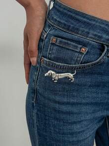 1pc Cute Dachshund Dog Brooch, Fashionable Versatile Multi-Function Women's Brooch Pin - Silver Puppy - View 4