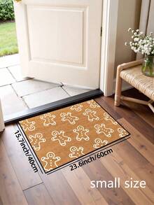 1pc, Winter Christmas Smiling White Gingerbread Man Pattern Door Mat, Holiday Style Machine Washable Polyester Fiber Mat, Suitable For Indoor, Party, Daily Decoration, All Season Use - White - View 14