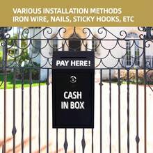 Wall Mount Donation Box With Lock, Pre-Drilled Metal Cash Collection For Outdoor Indoor Use, Waterproof Rustproof UV Resistant, Wall Hanging Or Tabletop Fixed, Money Collector Box For Office Store, 10.2x5.7x2.8in - Black - View 6