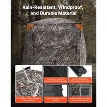 Hunting Blind, 2-3 Person Thermal Ground Blinds With Tri-Leg Chair And Carrying Bag, Portable Camouflage Tent, Durable Concealed Shelter With Silent Zipper Door And Window, For Turkey Deer - 59*59inch - View 4