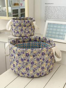 Spring Blossom Floral Round Laundry Basket Large Capacity Vintage Storage Organizer Waterproof Thick Woven Fabric Dirt-Resistant Home Organization Bedroom Decor Aesthetic Design Collapsible Hamper For Clothes Toys Books Blankets Durable Heavy-Duty Laundry Container Stylish Household Basket Perfect Gift - View 7