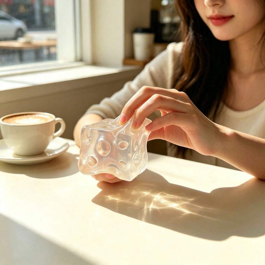 1pc New Crystal Cheese Stress Relief, Soft Silicone Squeeze Venting Toy, Knead To Release Pressure, Relieve Anxiety, Fingertip Toy, Easter Gift, Halloween Gift, Christmas Gift, Party Gift, Squishy, Squishy Toys, Squishy Stress Toy, Dumpling Squishy