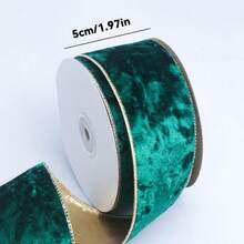 10 Yards Multi-Size Burgundy Y-Shaped Christmas Tree Velvet Ribbon, Red Gold Metallic Edge Satin DIY, Suitable For Holiday Decor, New Year, Valentine's Day, Christmas Tree Decoration, Gift Bow Packaging Crafts - Multicolor - View 13