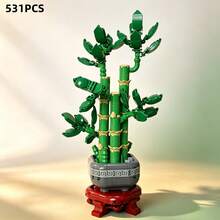 531pcs Lucky Bamboo Building Blocks Set, DIY Realistic Green Plant Potted Plant Model, Chinese Feng Shui Desktop Decor, Creative Stress Relief Assembly Toy, Suitable For Home And Office Decoration, Ideal Gift For Housewarming And New Year - Multicolor - View 3