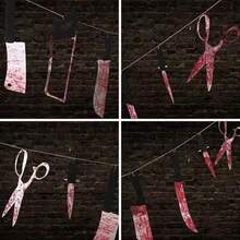 Halloween Horror Haunted House Prank Decor , Cleaver And Paper Bunting - Multicolor - View 7