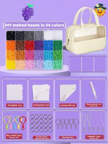 24/48/72/96/120 Colors Perler Beads Handmade Adult DIY, Fuse Beads Set, Includes Storage Bag, Tweezers, Square Plate, Ironing Paper, Colorful Keychain Decorative Accessories And Hanging Rope, Suitable For DIY Puzzle Handmade Jewelry, Birthday Party Handmade Enthusiast Gift, Back To School Handmade Gift, Holiday Gift - 2.6mm Perler Bead Set - View 8
