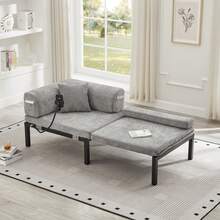 Solid Wood Folding Sofa Bed – Multifunctional Single Pull-Out Bed - LIGHT GREY - 淺灰色 - 查看 2