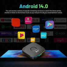 Android 14 智能電視盒，正版 Android TV 機頂盒，配備 4K RK3518 四核處理器，雙頻 WiFi 6 藍牙 5.0 語音遙控器，2GB RAM 16GB 閃存，串流設備，現代配件，高性能設備 - 黑色 - 查看 3