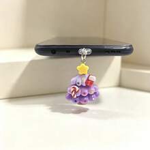 1pc Colorful Christmas Tree Pendant Phone Dust Plug - Multicolor - View 9