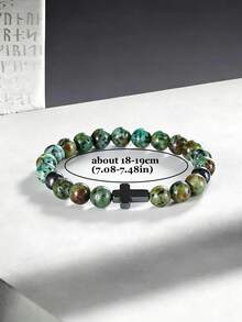 Gelang Salib Batu Turkuois Afrika, Simbol Kepercayaan Diri, Perlindungan, Stabilitas, dan Kekuatan, Perhiasan Boho, Yoga, Meditasi, Spiritual, dan Unisex - MultiWarna - View 8